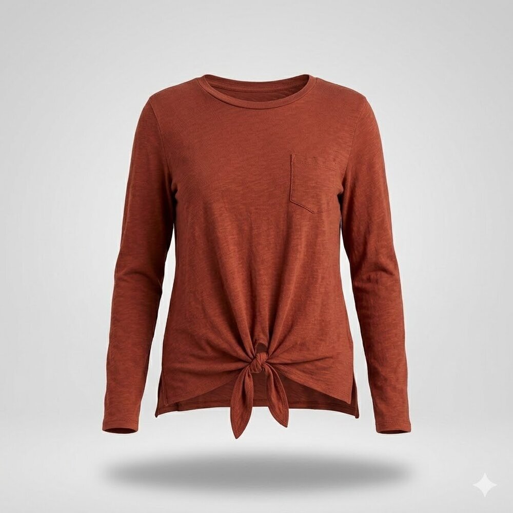 J.Crew Mercantile Tie-Front Long Sleeve Tee Women's Size XS